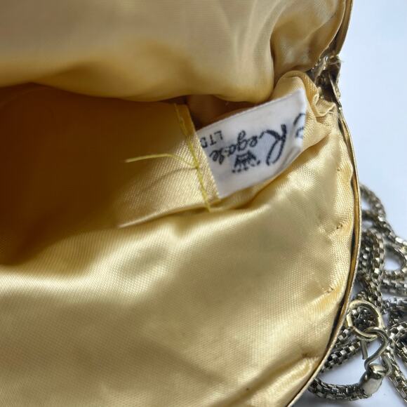 LA REGALE LTD Beaded Kisslock Frame Evening Bag Gold Chain Strap - Picture 10 of 13